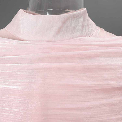 Pleated Maxi Dress with Ruffle Hem – Elegant Flare Sleeve & Flowy Sash