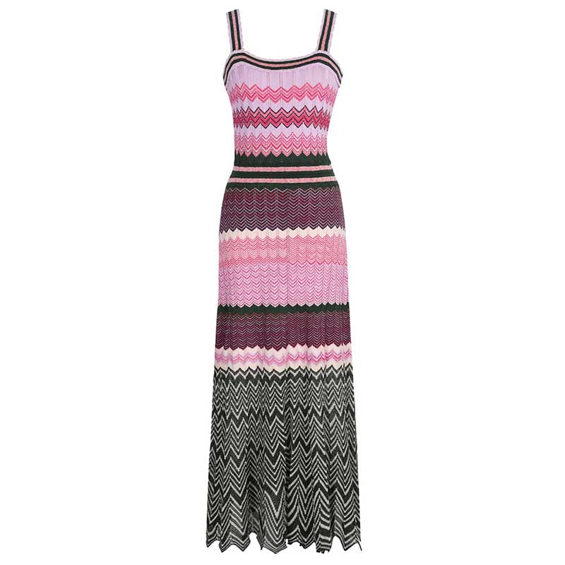 Ribbed knit stripe dresses