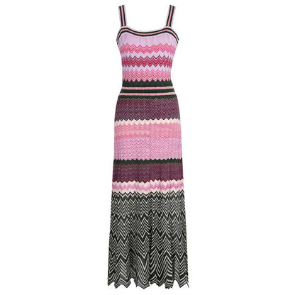 Ribbed knit stripe dresses