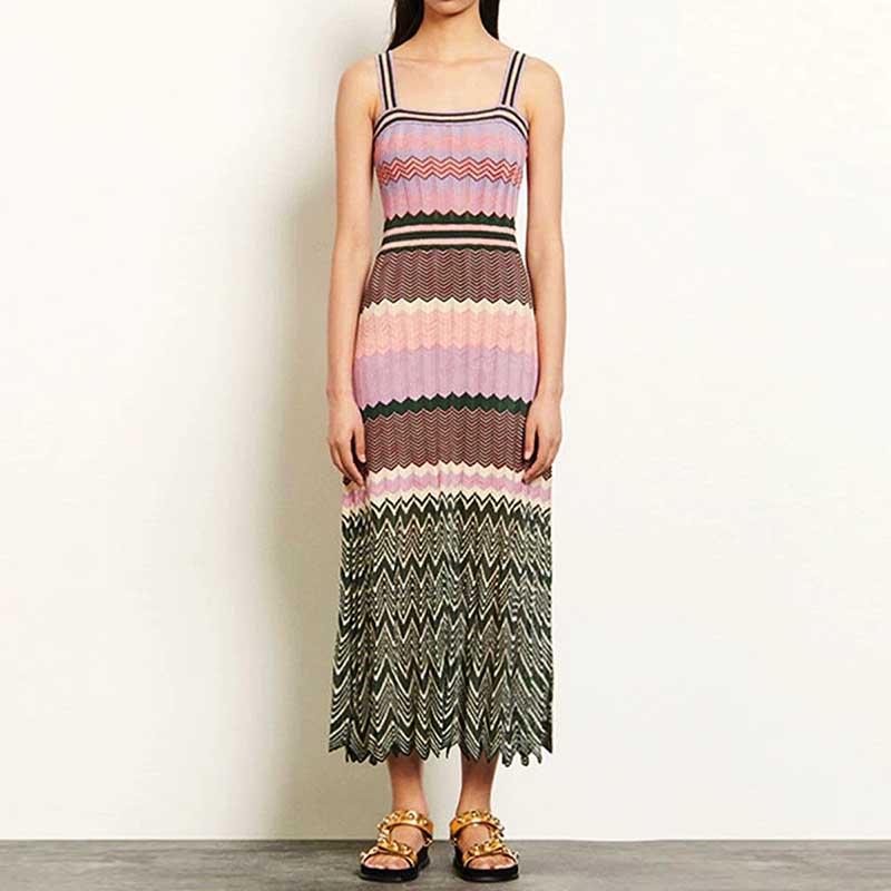 Ribbed knit stripe dresses