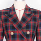 Plaid Double-Breasted Blazer Dress with Belt