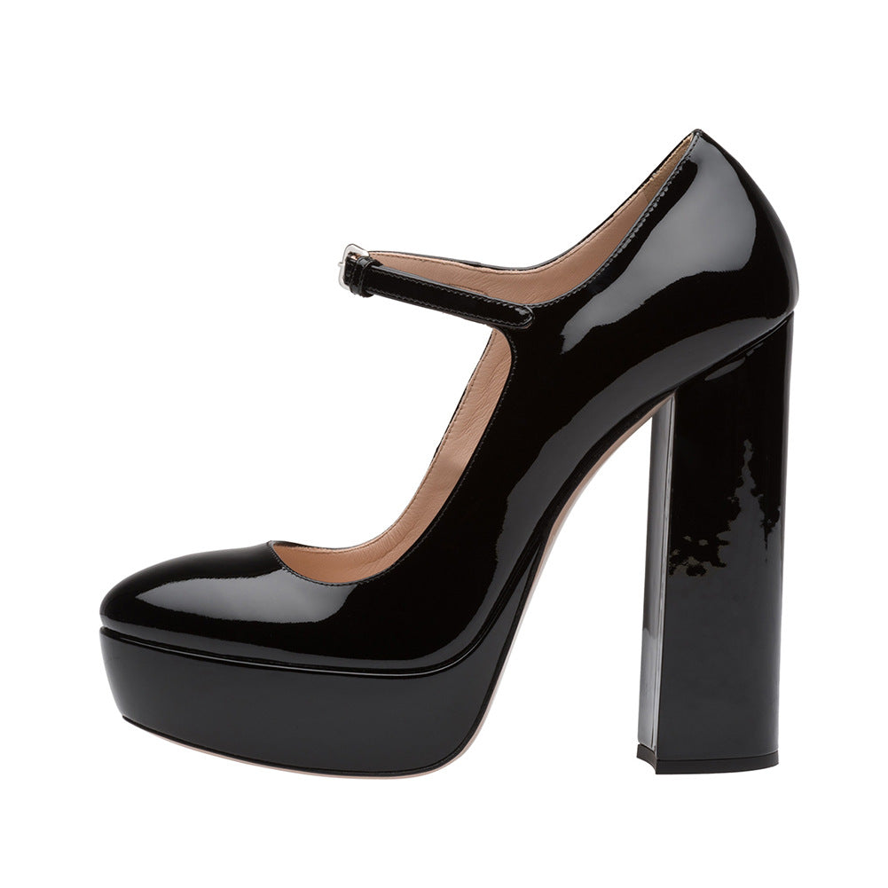 Women's Platform High Heels Mary Jane Pumps Chunky Block Heel Ankle Strap Dress Shoes