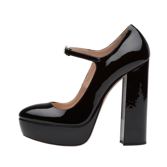 Women's Platform High Heels Mary Jane Pumps Chunky Block Heel Ankle Strap Dress Shoes