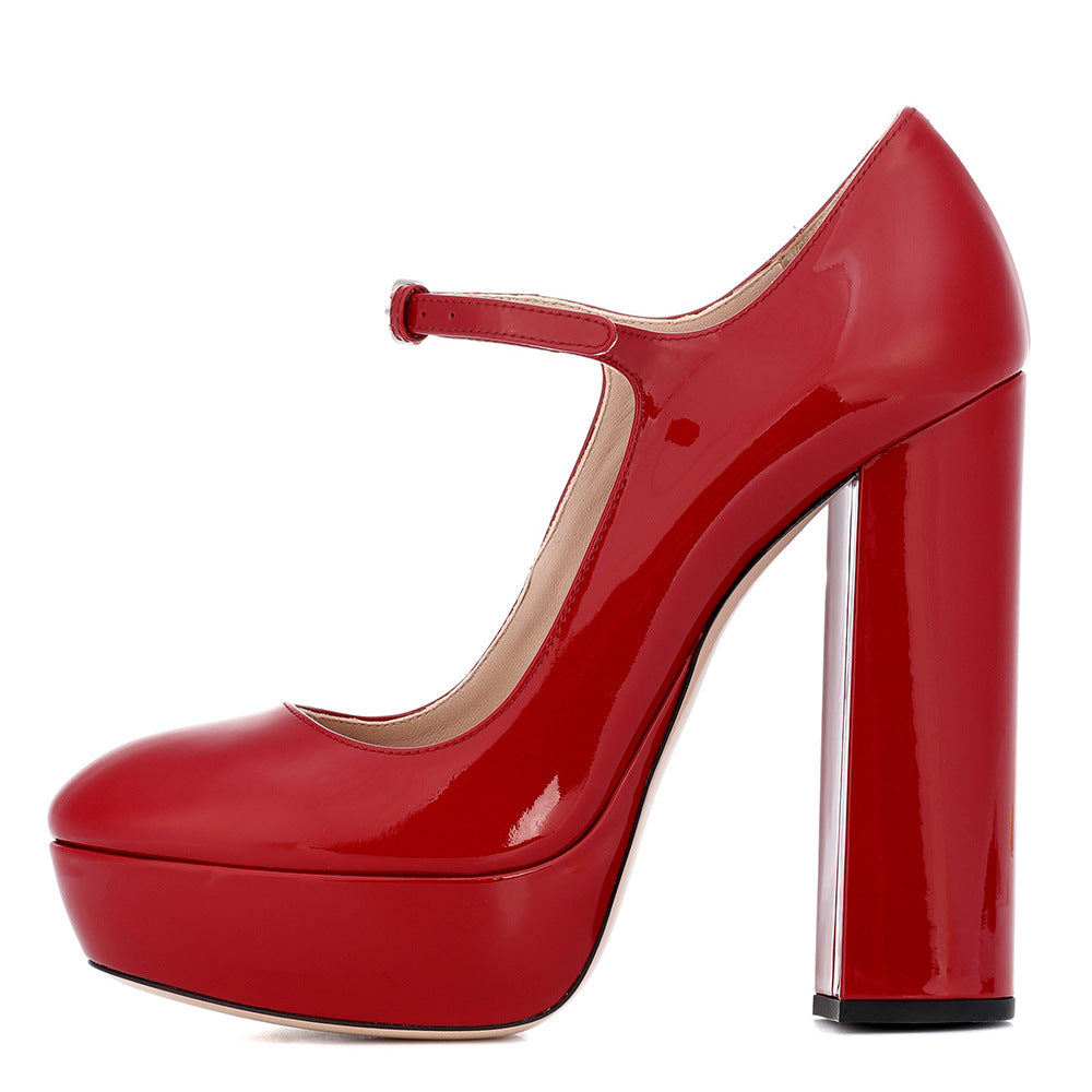 Women's Platform High Heels Mary Jane Pumps Chunky Block Heel Ankle Strap Dress Shoes