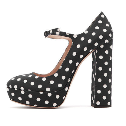 Women's Platform High Heels Mary Jane Pumps Chunky Block Heel Ankle Strap Dress Shoes