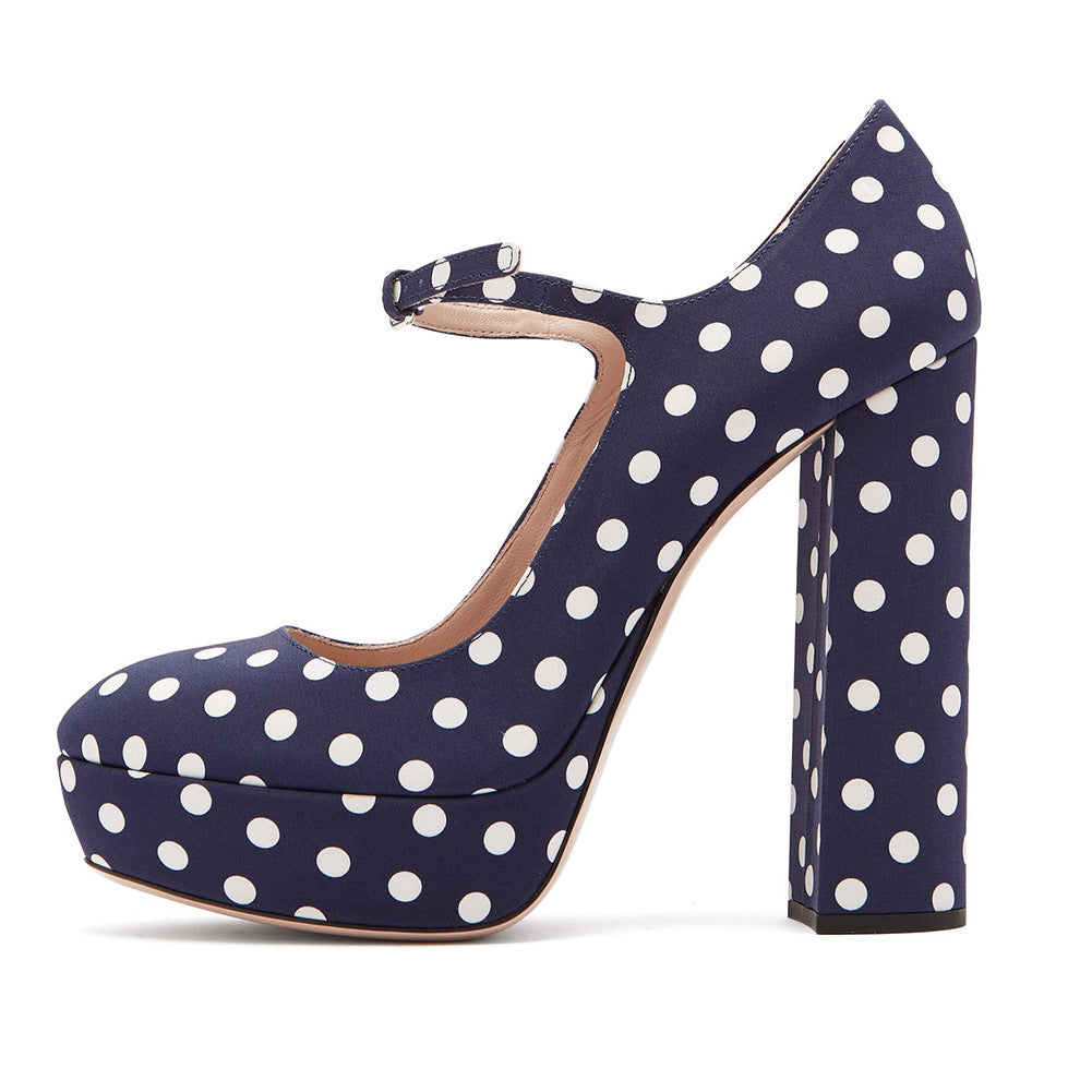Women's Platform High Heels Mary Jane Pumps Chunky Block Heel Ankle Strap Dress Shoes