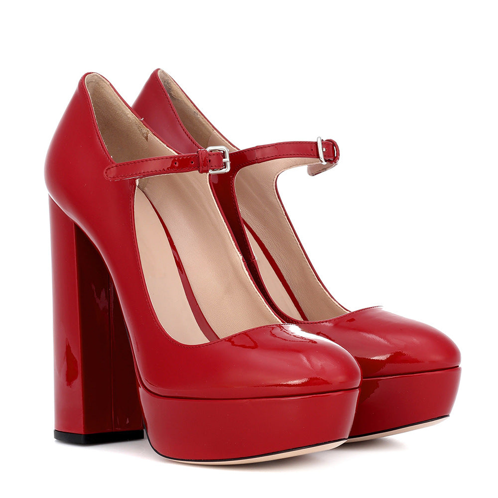 Women's Platform High Heels Mary Jane Pumps Chunky Block Heel Ankle Strap Dress Shoes