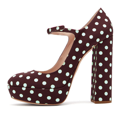 Women's Platform High Heels Mary Jane Pumps Chunky Block Heel Ankle Strap Dress Shoes
