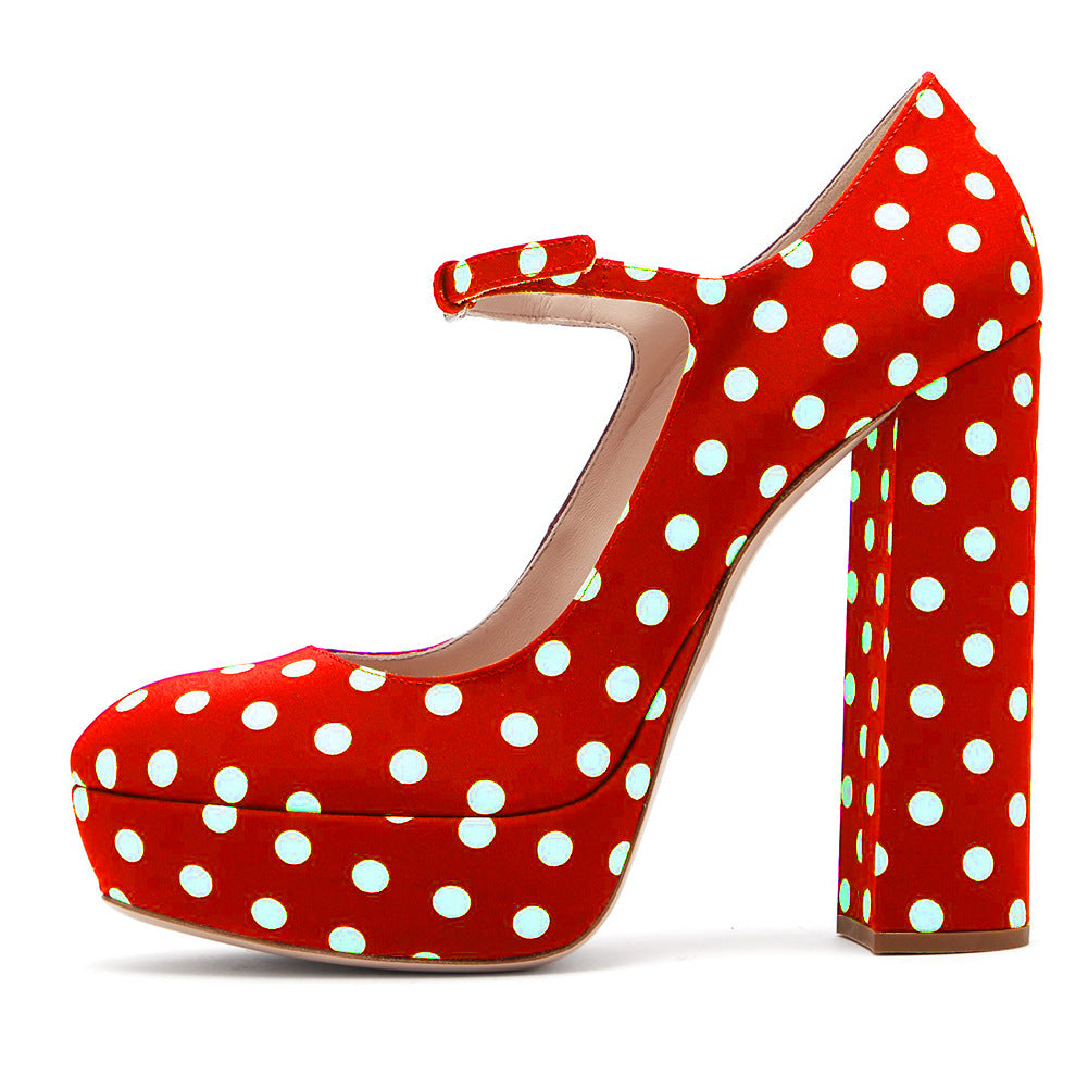 Women's Platform High Heels Mary Jane Pumps Chunky Block Heel Ankle Strap Dress Shoes