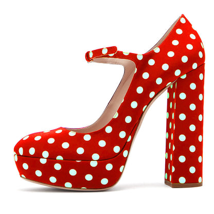 Women's Platform High Heels Mary Jane Pumps Chunky Block Heel Ankle Strap Dress Shoes
