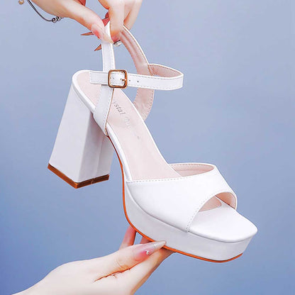 Platform Wedding Shoes Block Heeled Bridal Shoes Party Heels