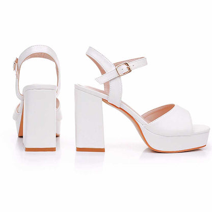 Platform Wedding Shoes Block Heeled Bridal Shoes Party Heels