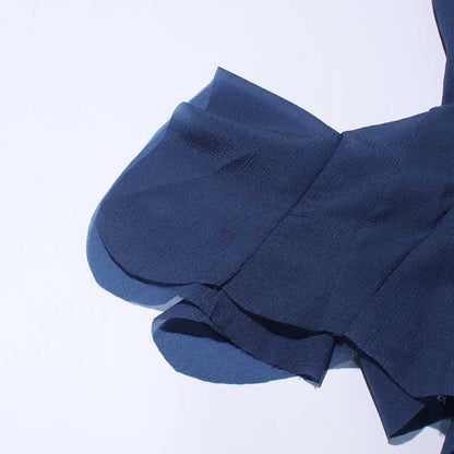 Pleated Square-Neck Ruffles Mini Dress Lotus Sleeves