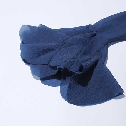 Pleated Square-Neck Ruffles Mini Dress Lotus Sleeves