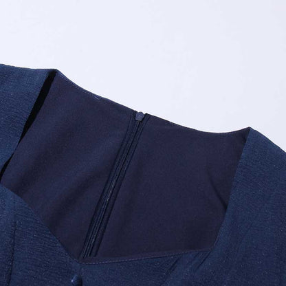 Pleated Square-Neck Ruffles Mini Dress Lotus Sleeves