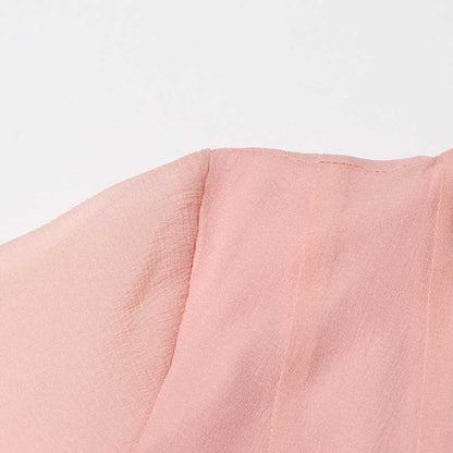 Pleated Mockneck Ruffles Midi Dress Lotus Sleeves