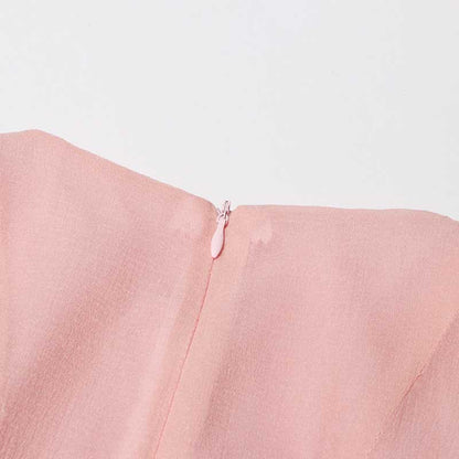 Pleated Mockneck Ruffles Midi Dress Lotus Sleeves