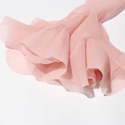 Pleated Mockneck Ruffles Midi Dress Lotus Sleeves