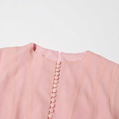 Pleated Mockneck Ruffles Midi Dress Lotus Sleeves