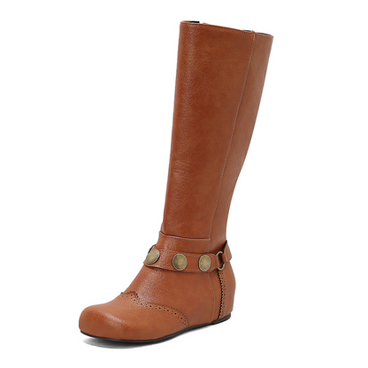 sd-hk Plus Size Knee-High Wedge Boots for Style