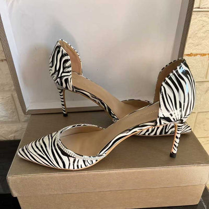 Plus Size Zebra Print Rhinestone Heels - Stiletto Pumps