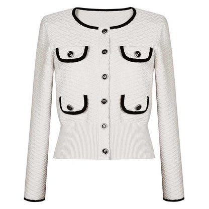 Tailored Button-Up Cardigan Jacket + Wide-Leg Pantsuits Two Pieces Formal Suit