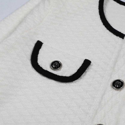 Tailored Button-Up Cardigan Jacket + Wide-Leg Pantsuits Two Pieces Formal Suit