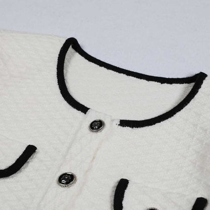 Tailored Button-Up Cardigan Jacket + Wide-Leg Pantsuits Two Pieces Formal Suit