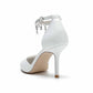 Point-Toe Dress Shoes Pearl Beads Ankle Strap Pump Bridal Heels