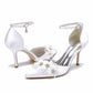 Point-Toe Dress Shoes Satin Ankle Strap Pumps With Pearls Detail Bridal Heels