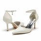 Point-Toe Wedding Shoes Ankle Strap Pump Bridal Heels