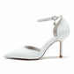 Point-Toe Wedding Shoes Ankle Strap Pump Bridal Heels