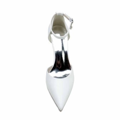 Point-Toe Wedding Shoes Ankle Strap Pump Bridal Heels