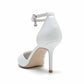 Point-Toe Wedding Shoes Flower Applique Ankle Strap Pump Bridal Heels