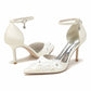 Point-Toe Wedding Shoes Flower Applique Ankle Strap Pump Bridal Heels