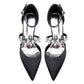 Point Toe Low Heeled Party Shoes Crystal Ankle Strap Dress Shoes