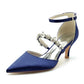 Point Toe Low Heeled Party Shoes Crystal Ankle Strap Dress Shoes