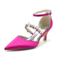 Point Toe Low Heeled Party Shoes Crystal Ankle Strap Dress Shoes