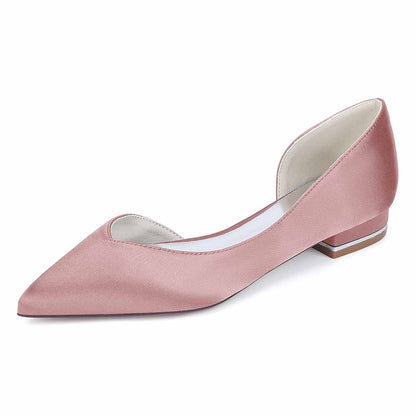 Pointed Toe Satin Wedding Flats for Bride Slip-on Flats Dress Shoes