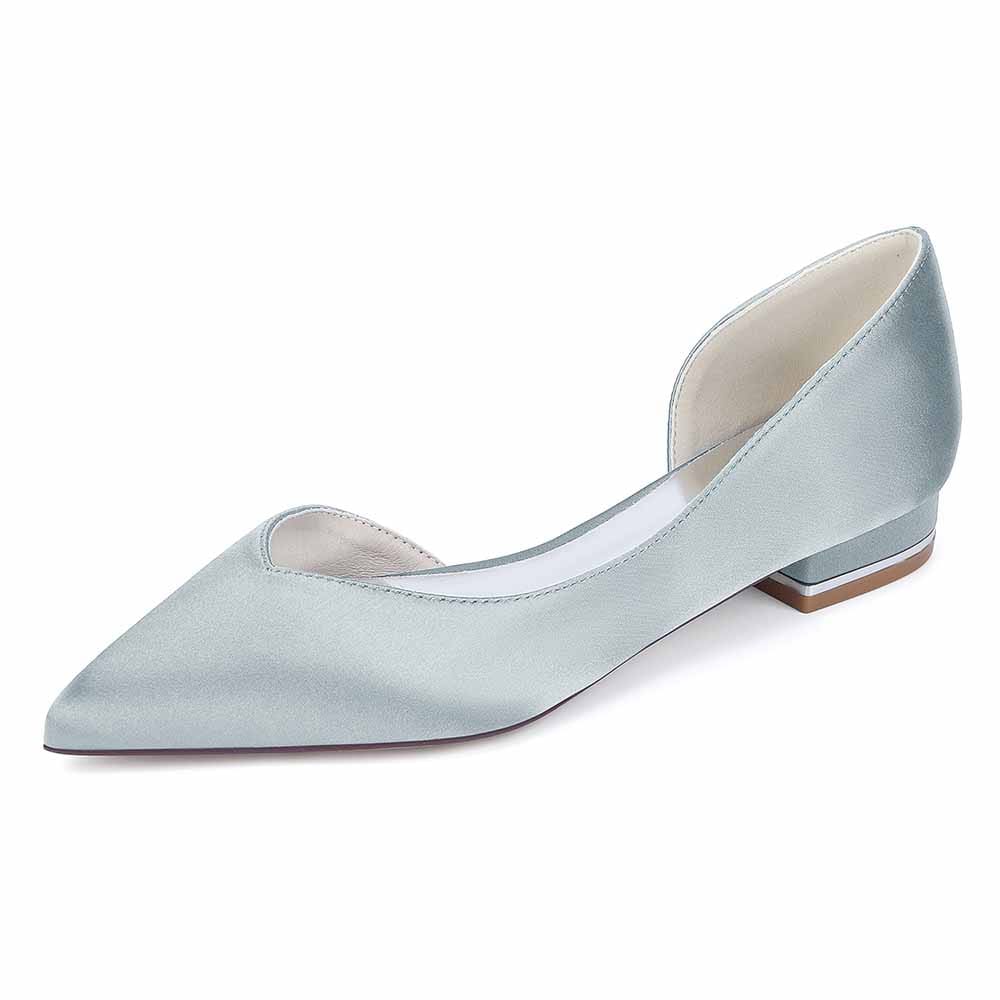 Pointed Toe Satin Wedding Flats for Bride Slip-on Flats Dress Shoes