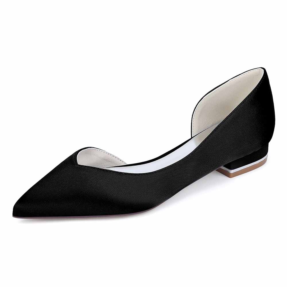 Pointed Toe Satin Wedding Flats for Bride Slip-on Flats Dress Shoes