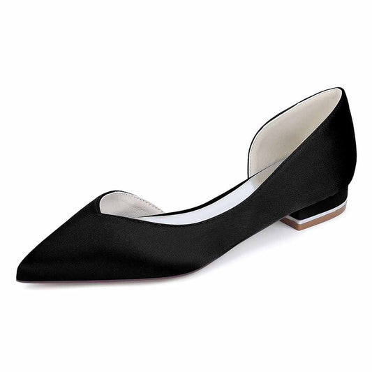 Pointed Toe Satin Wedding Flats for Bride Slip-on Flats Dress Shoes