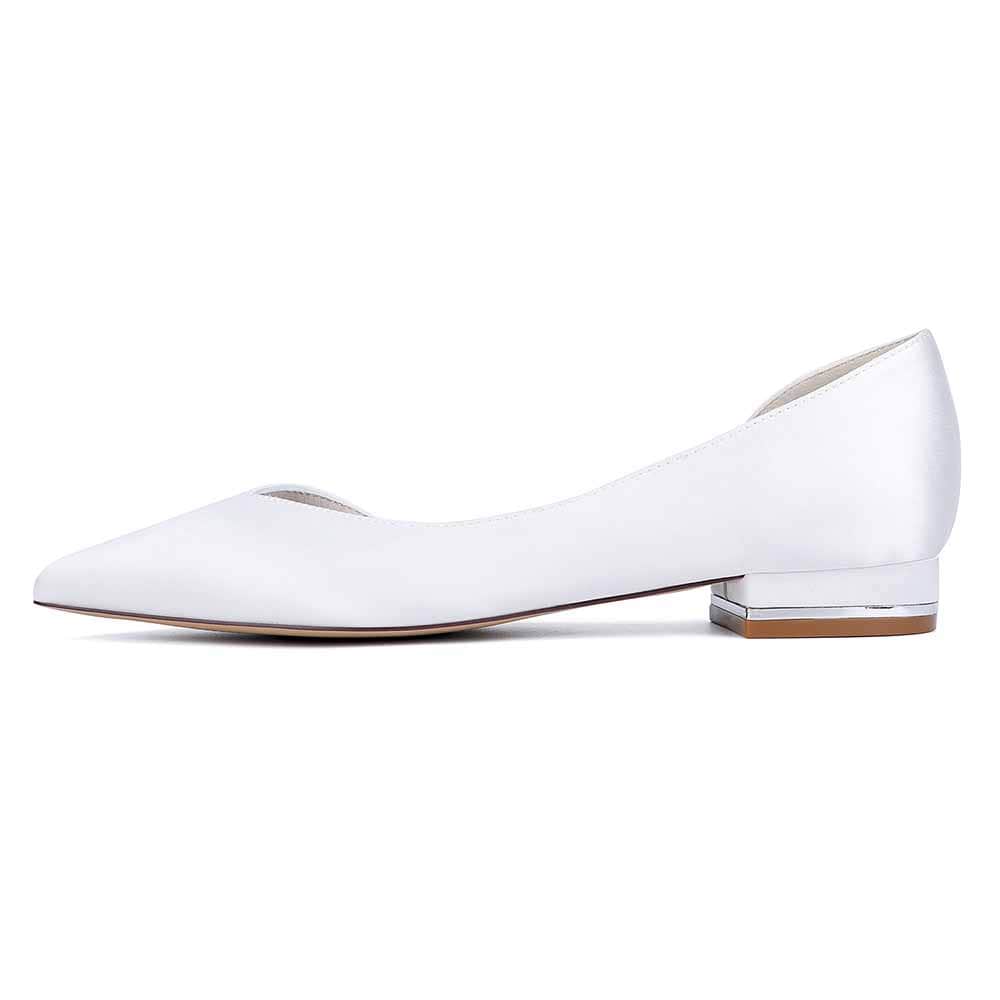 Pointed Toe Satin Wedding Flats for Bride Slip-on Flats Dress Shoes