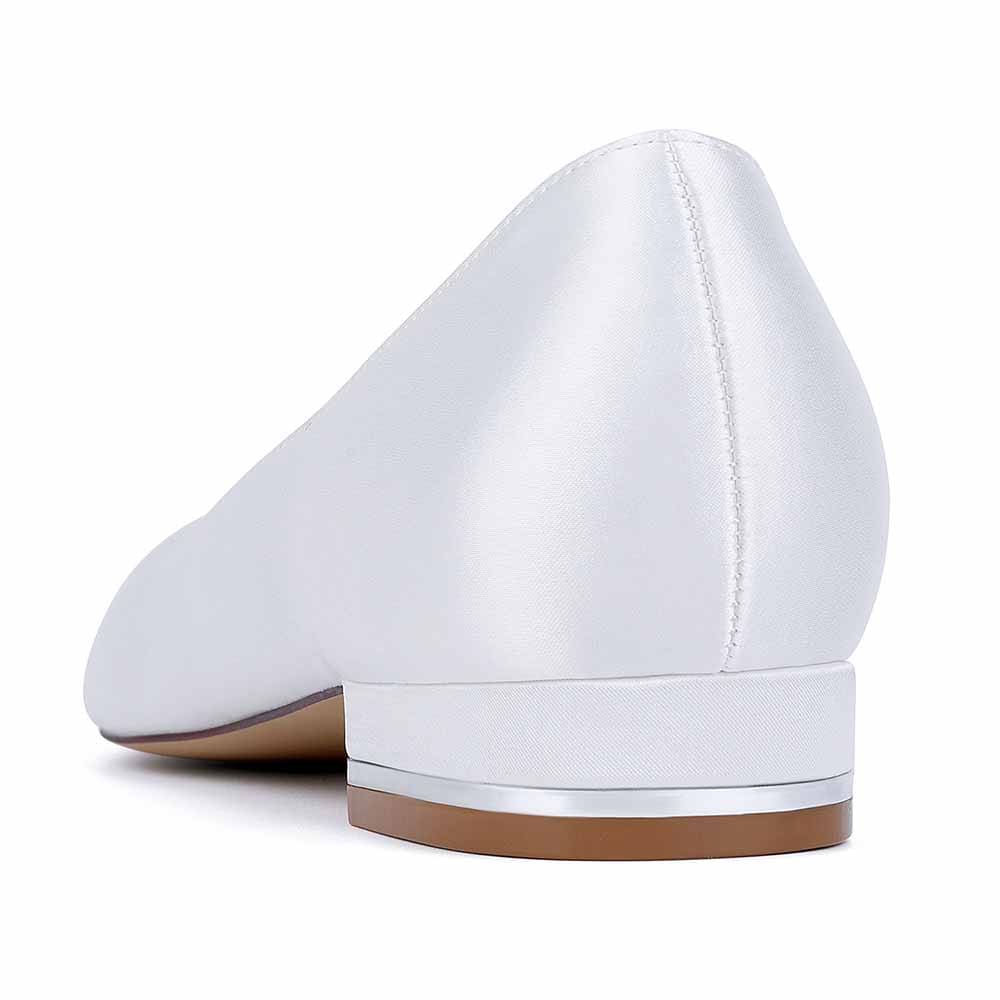 Pointed Toe Satin Wedding Flats for Bride Slip-on Flats Dress Shoes