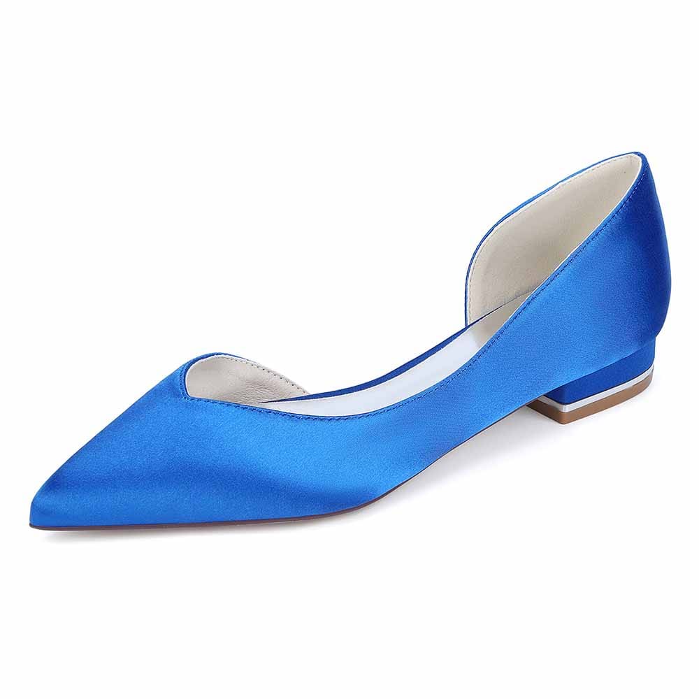 Pointed Toe Satin Wedding Flats for Bride Slip-on Flats Dress Shoes