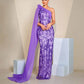 Purple Ribboned One Shoulder Sequin Prom Dress Long Evening Gown