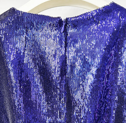 Sequin Maxi Dress – High Neck Long Sleeve Gown with Front Slit for Formal Events