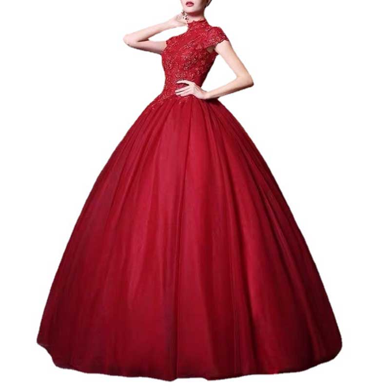 Red Ball Gown Long Prom Dress Off Shoulder Ball Gown Wedding Dress