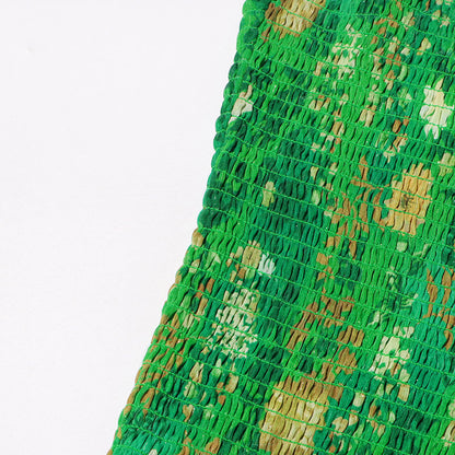 Strapless Layered Tiered Floral Print Dress Green Chic Dress