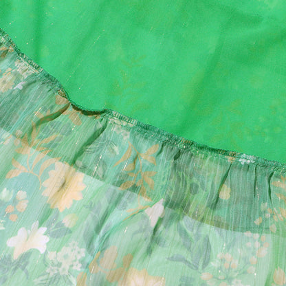 Strapless Layered Tiered Floral Print Dress Green Chic Dress